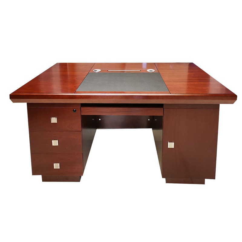 巨高办公家具中式实木贴皮两人会议条桌 默认胡桃色