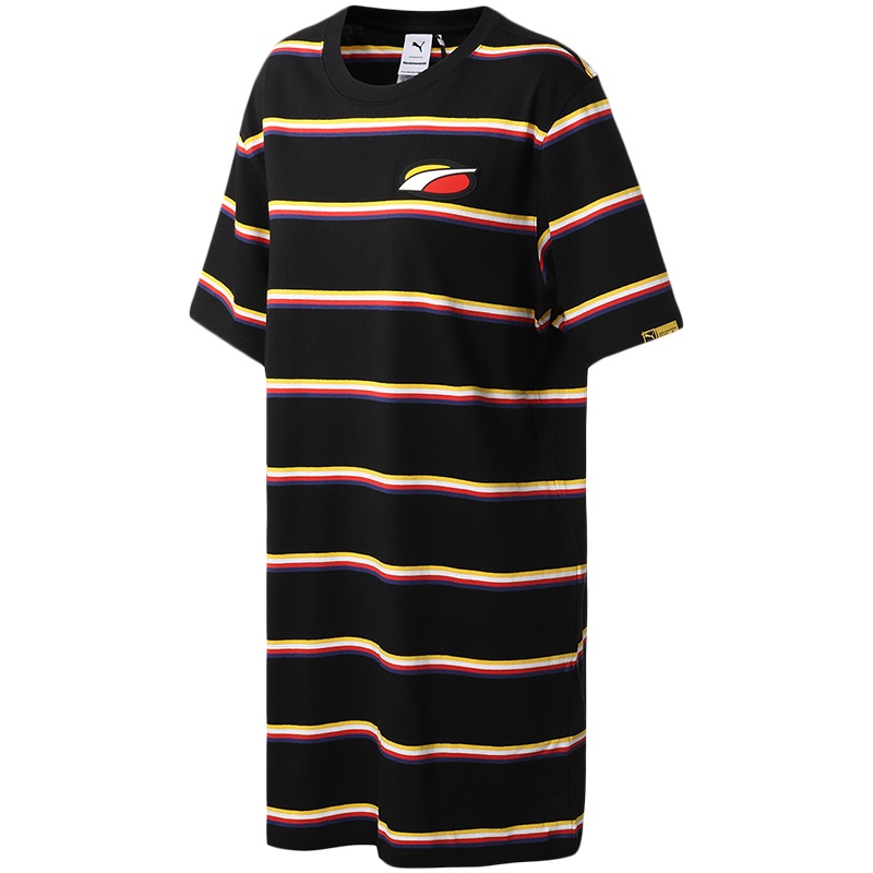 PUMA黑标女装RDET运动服休闲条纹圆领连衣裙598075