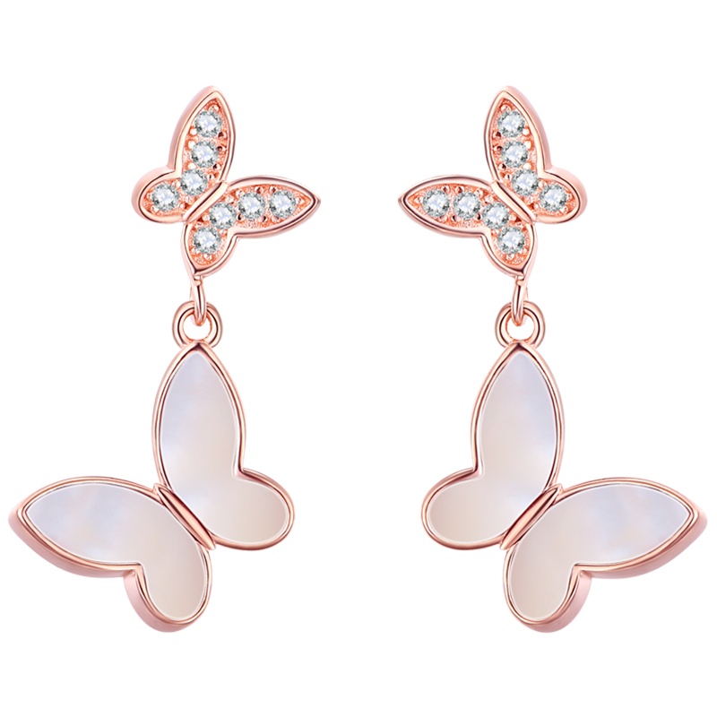 佰色传情蝴蝶耳钉女纯银2020年新款潮冷淡风显脸小高级感耳环