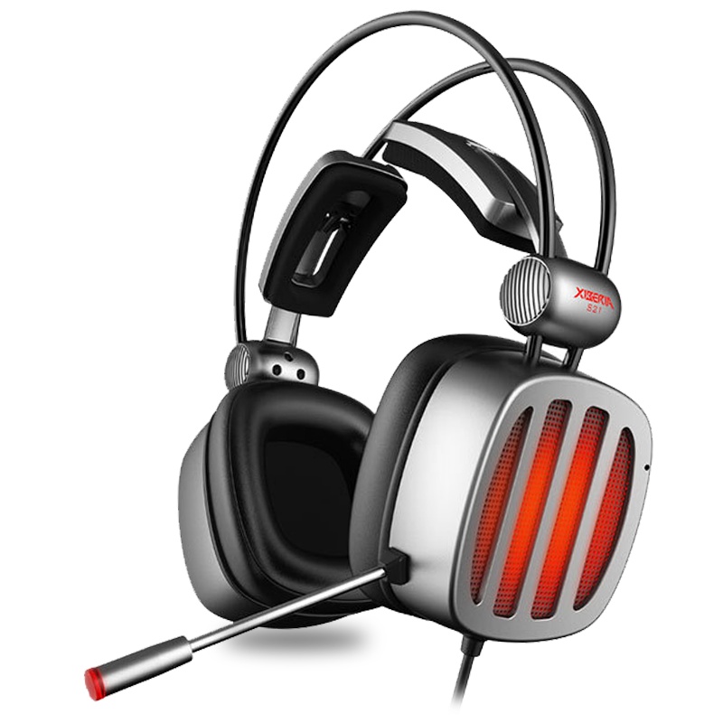 西伯利亚(XIBERIA)S21 游戏耳机头戴式 电脑耳机带麦降噪 吃鸡耳机 电竞耳机耳麦7.1声道 升级版二代 铁银灰