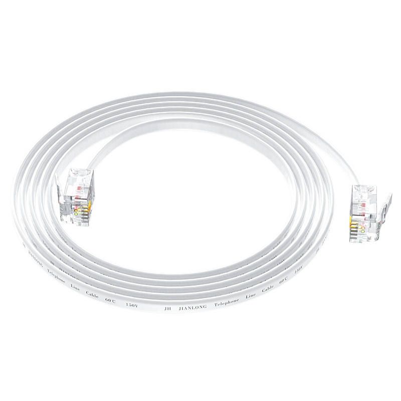 晶华 电话线多股2芯纯铜座机跳线 连接传真机电话延长线 带电话水晶头成品电话线 白色100米 P130V