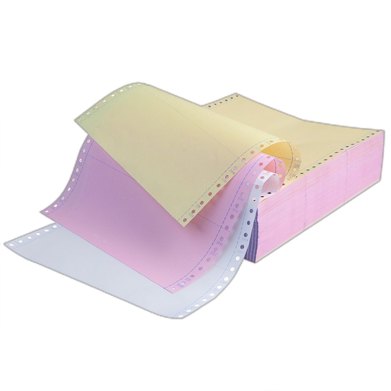 齐心C6256K晶纯彩色电脑打印纸241-3三联三等分(撕边 色序:白红黄 1000页/箱)(单位:箱)