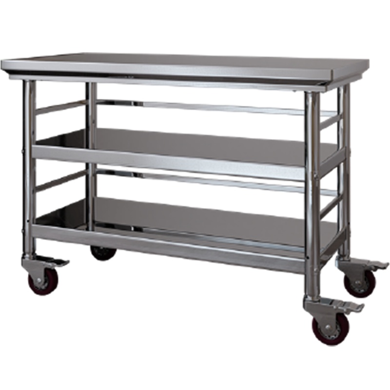 两层拆装不锈钢操作台厨房专用带护栏轮子工作切菜桌阿斯卡利打荷饭店