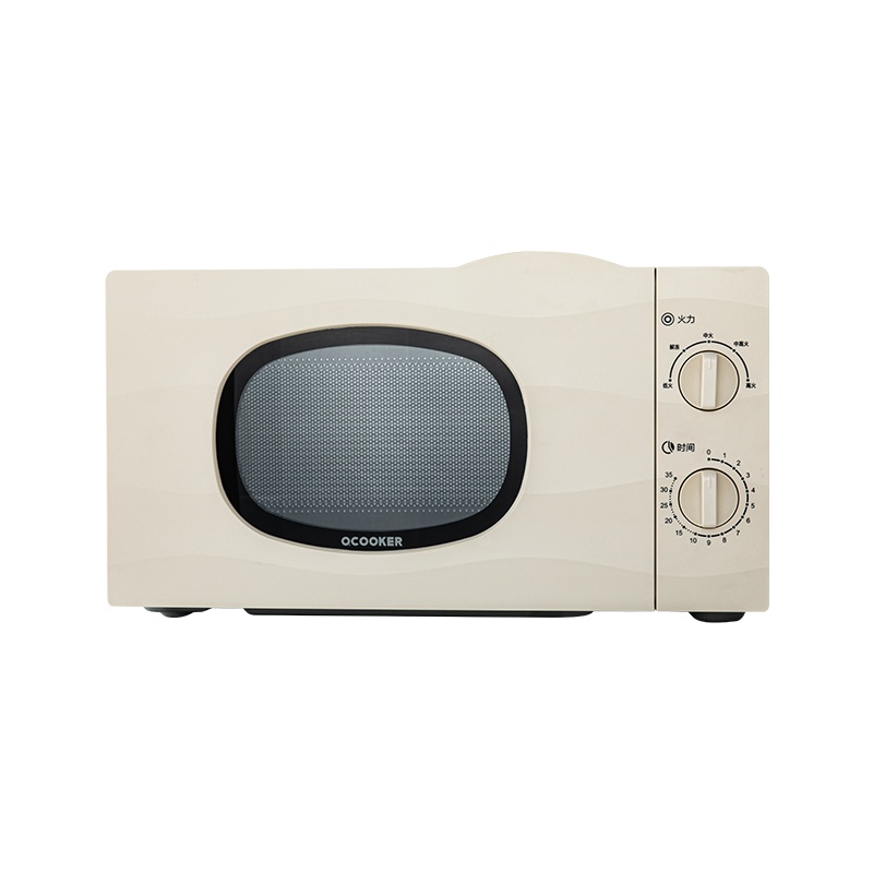 圈厨微波炉家用20L升转盘式小型迷你机械旋钮式微波炉创新降噪多重防护快速加热小米生态链微波炉CR-JX01复古白色