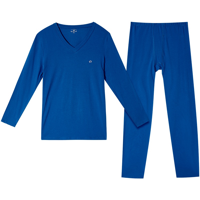 爱帝男士防寒保暖内衣 棉莱卡冬季V领秋衣秋裤薄款打底内衣套装