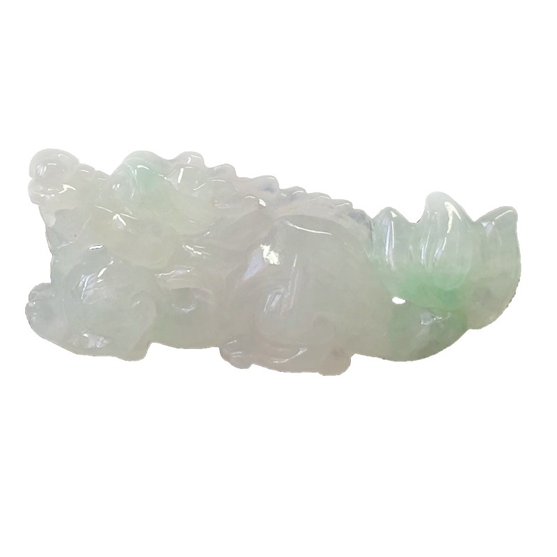 缘源珠宝 天然A货翡翠吊坠 糯种飘绿翡翠玉龙吊坠 男女款挂件