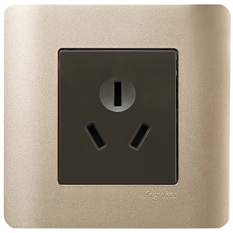 施耐德电气（Schneider Electric）一位三孔插座 墙壁开关电源插座面板 10A 轻点格调棕