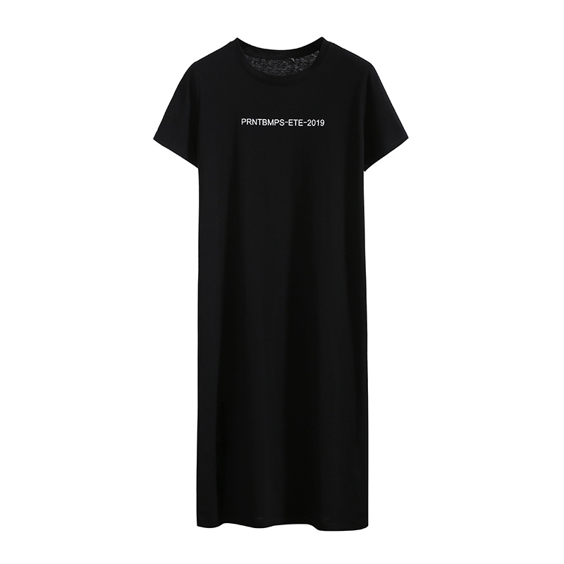 如熙 夏季连衣裙新款过膝t恤裙宽松舒适休闲百搭夏装女裙子