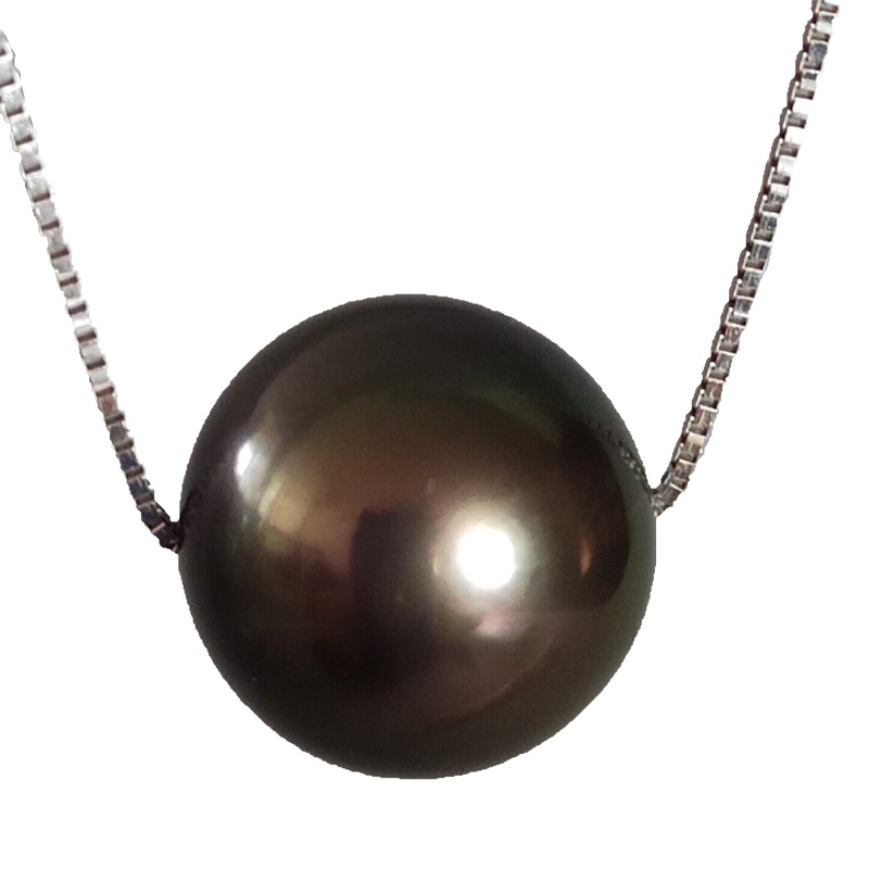 缘源珠宝 唯爱黑珍珠套链 天然海水珍珠吊坠 经典时尚款 自戴送人简单大方 黑色