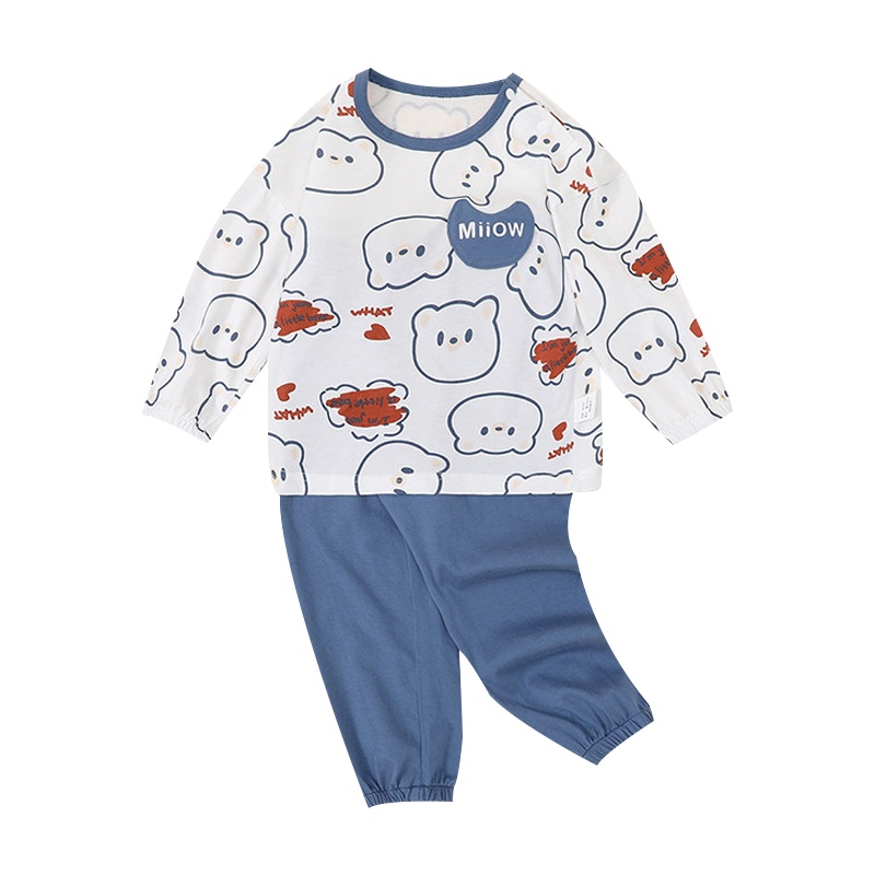 猫人[涂鸦小熊]21年秋季新款婴幼套装男童女童睡衣纯棉儿童睡衣