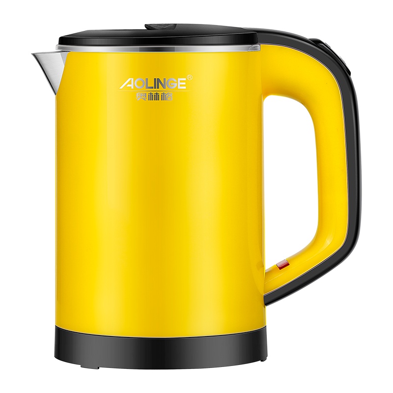 奥林格ALG-C57迷你电热烧水壶便携式旅行小型容量功率学生宿舍家用电热水杯304不锈钢一体内胆电水壶600ml 亮丽黄