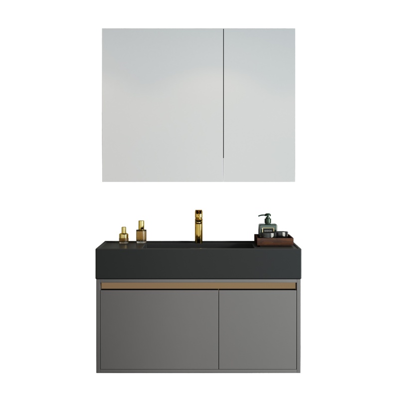 联勒(UNILER)实木浴室柜组合洗脸台洗手台卫浴柜镜柜面盆洗漱台吊柜卫生间洗脸盆洗手盆柜组合套装