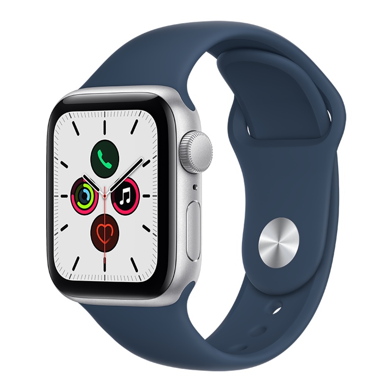 MKNY3CH/A Apple Watch SE 40毫米 GPS版 银色铝金属表壳深邃蓝色运动型表带