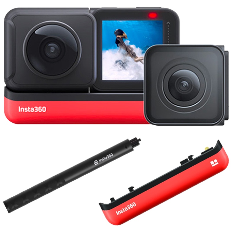 Insta360 ONE R 双镜头 旅行vlog套装(含主机 120自拍杆 电池 )运动相机全景相机运动摄像机
