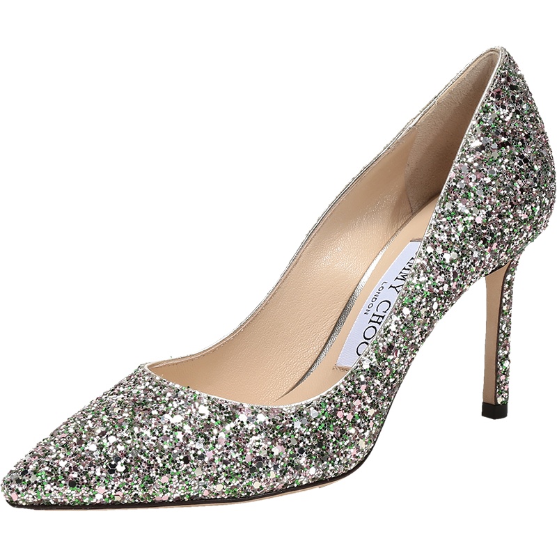 JIMMY CHOO 周仰杰 女士闪光面料尖头高跟鞋 ROMY 85 CGF 204