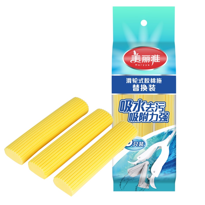美丽雅maryya 滑轮式胶棉备件 3个入 颜色随机PVA拖把及拖把头 国产