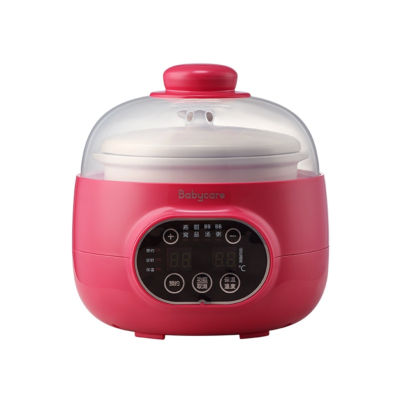 babycare隔水炖电炖锅电炖盅 全自动婴儿辅食煮粥神器煲汤锅bb煲萨洛恩红