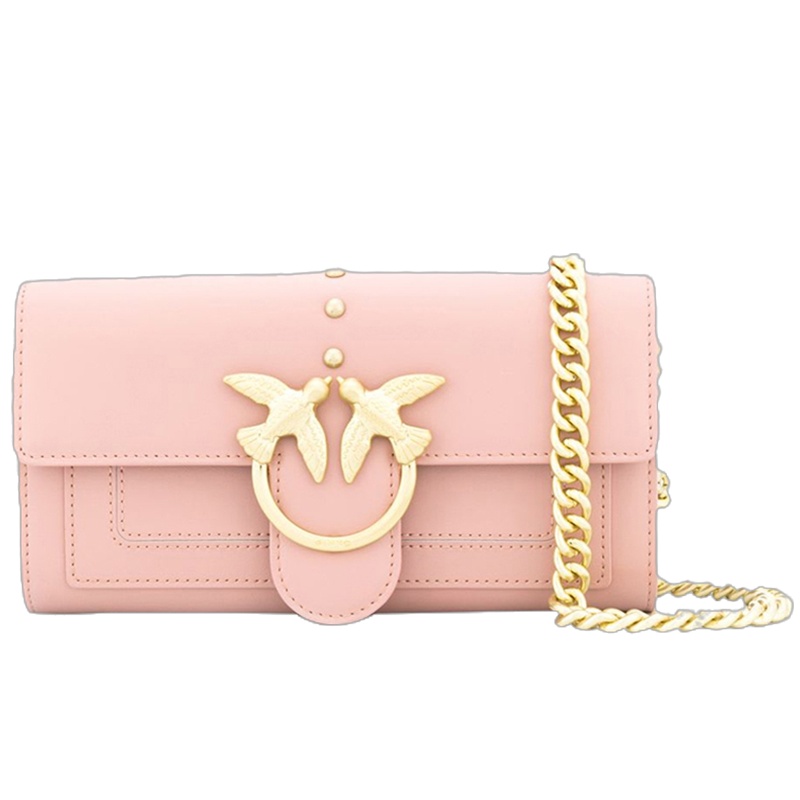 【直营】Pinko 品高 女士淡粉色牛皮可斜挎休斯顿钱包斜挎包 女 1P21ER-Y5FFQ19