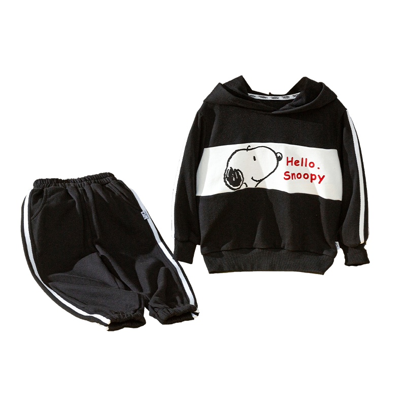 史努比(SNOOPY)新款儿童套装假两件连帽卫衣套装SXM068