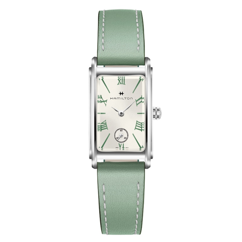 汉米尔顿(Hamilton)瑞士手表 经典爱慕系列石英女表 白盘薄荷绿皮带小号 H11221014