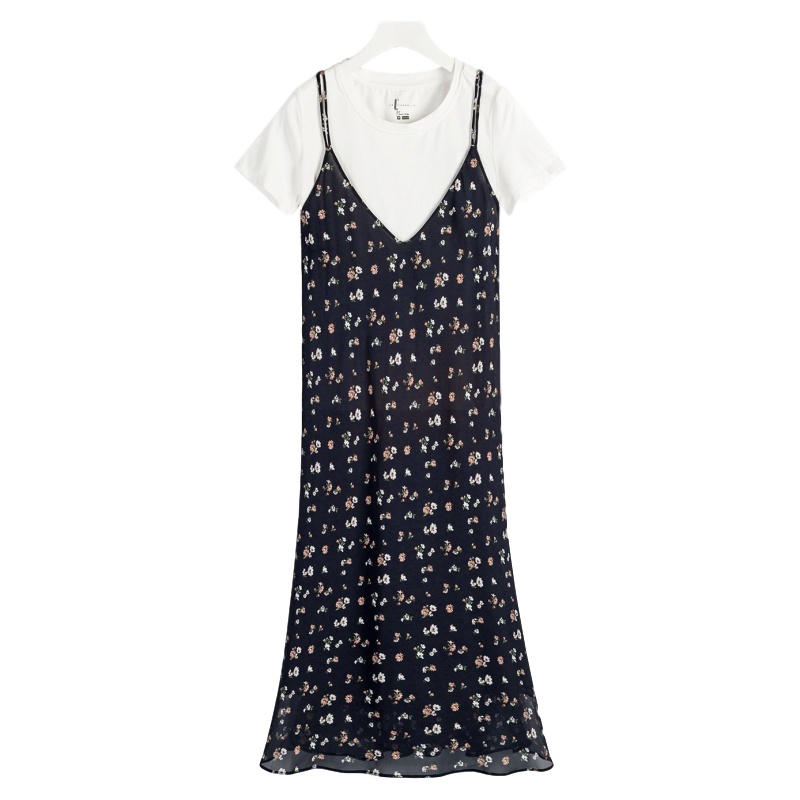 【苏】Laetia拉夏贝尔夏印花连衣裙仙雪纺碎花吊带两件套裙沙滩裙