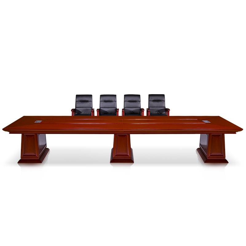 [红心家居]办公家具大型会议桌实木贴皮长桌简约现代中式