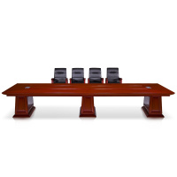 [红心家居]办公家具大型会议桌实木贴皮长桌简约现代中式