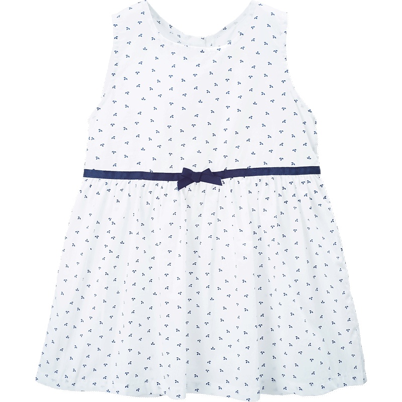 婴姿坊春装新品童装女童无袖可爱连衣裙小公主儿童短袖裙子 白色