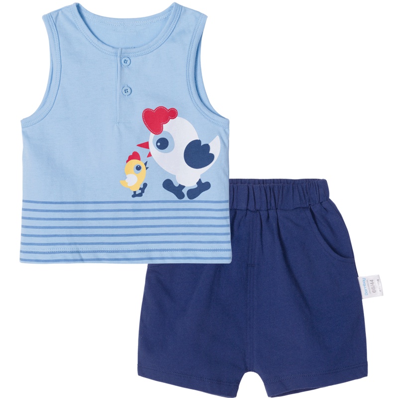 贝贝怡男宝宝背心套装夏季儿童纯棉上衣短裤192T325