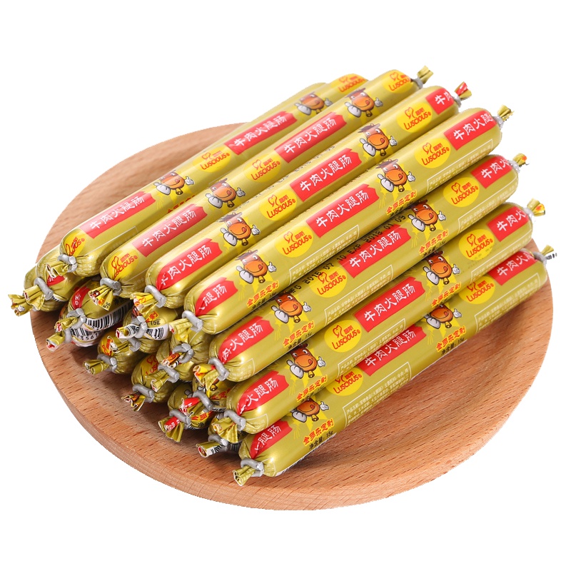 (2件9折 3件8折)路斯牛肉火腿肠10支成犬幼犬狗零食泰迪宠物犬用牛肉香肠