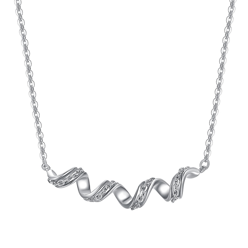 周大生铂金白金项链女款 Pt950扭绳锁骨项链 简约正品送女友礼物