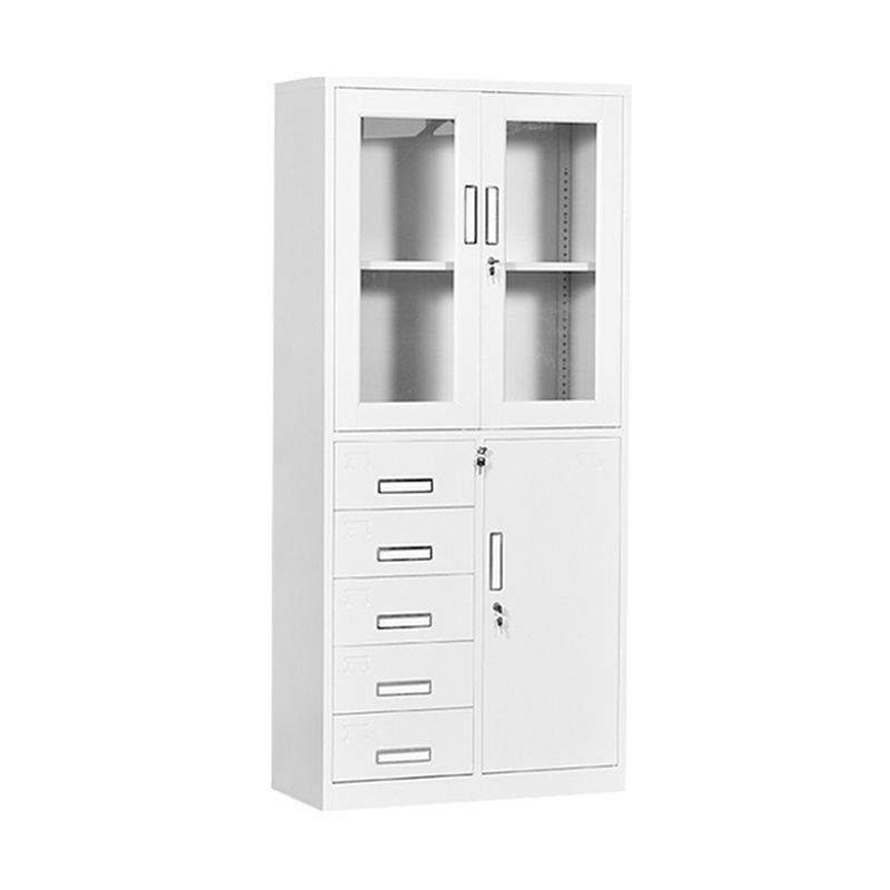 尔迈 文件柜铁皮柜办公柜钢制资料柜储物柜带锁钢制档案柜 偏五斗柜