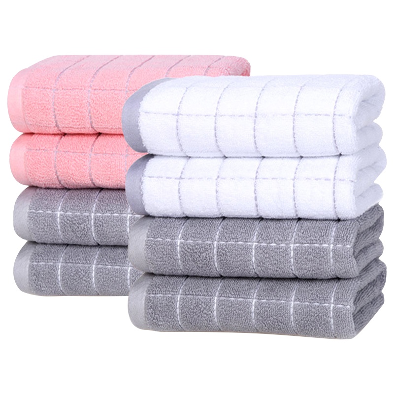 洁丽雅(grace)毛巾家纺纯棉素色条纹强吸水简约舒适洗脸面巾70*34cm 3条装97g/条