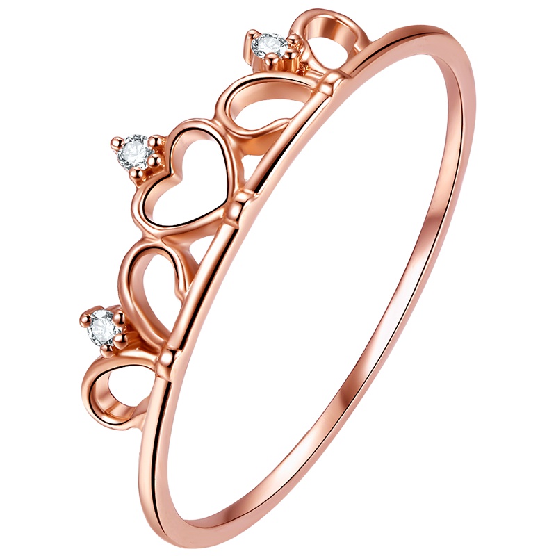 周六福玫瑰18K金皇冠钻石戒指853