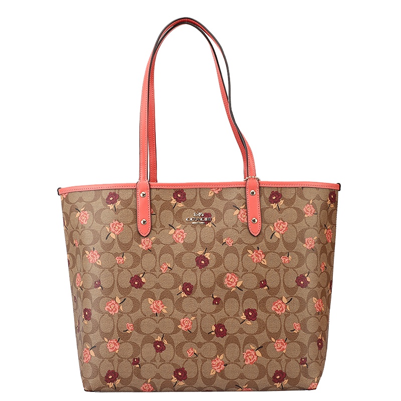 蔻驰coach女包欧美时尚托特包双面PVC手拎敞口单肩手提包 女