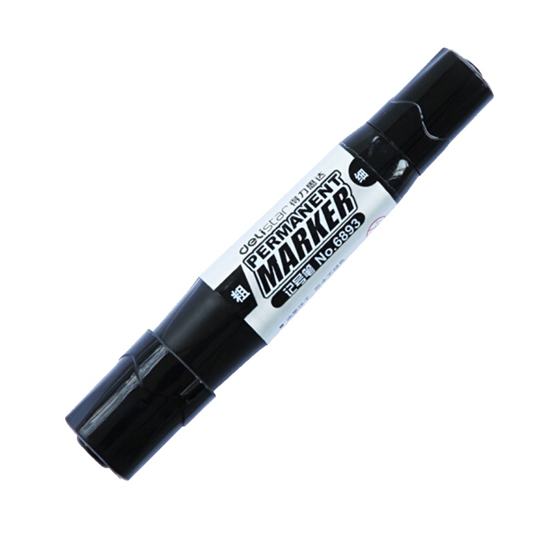 得力(deli)6893 粗细双头记号笔 光盘笔 大头笔 物流笔 油性记号笔记号物流笔 黑色 10支盒 1盒装