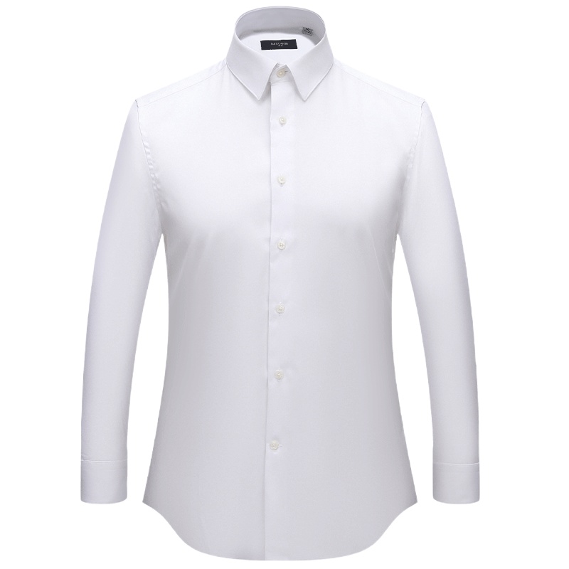 培罗蒙(Baromon)男士商务长袖衬衫寸衫竹纤维透气修身白色正装衬衣职业装18006
