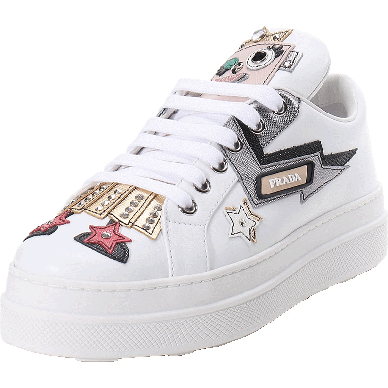 PRADA 普拉达 女士牛皮金属铆钉运动鞋 1E268L 3KTS F 045
