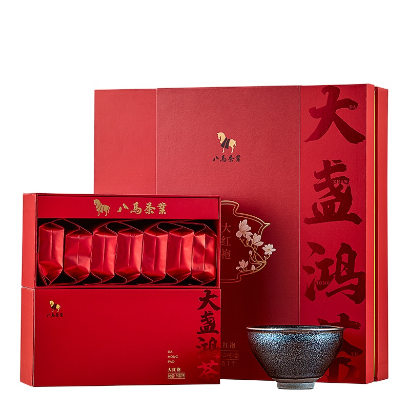 八马茶叶 新品闽北大红袍乌龙茶建盏建盏茶具组合礼盒装224g