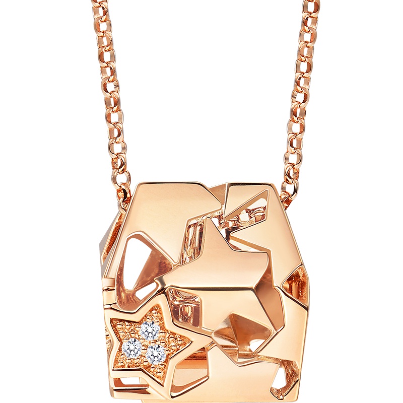 周生生(CHOW SANG SANG)18K红色金爱情密语钻石项链