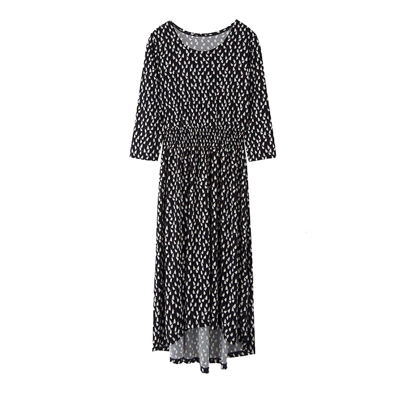 上新拉夏贝尔秋冬新款韩版百褶裙修身显瘦中长款碎花连衣裙女10019475