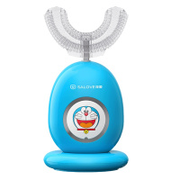 深爱儿童电动牙刷U型全自动宝宝学生声波充电式洁牙器u形刷牙神器--哆啦A梦(蓝)