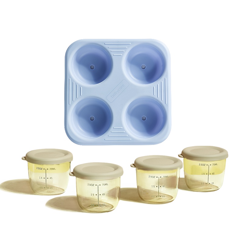 babycare婴儿辅食保鲜盒 玻璃碗冷冻格外出便携零食盒 宝宝餐具格 冰川蓝 2194