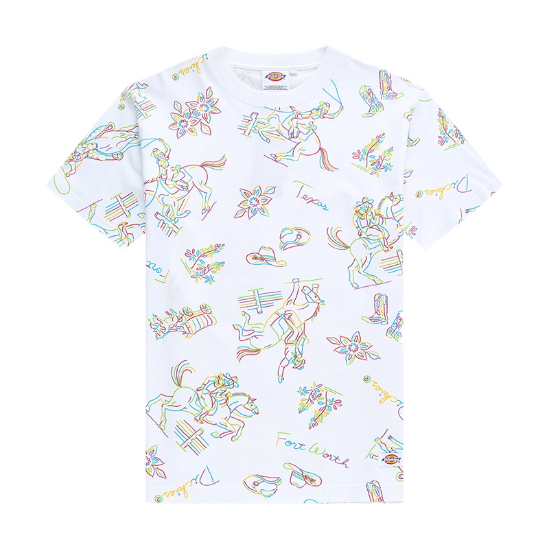 DICKIES 男士新款短袖T恤荧光色夏威夷风格印花休闲型短袖