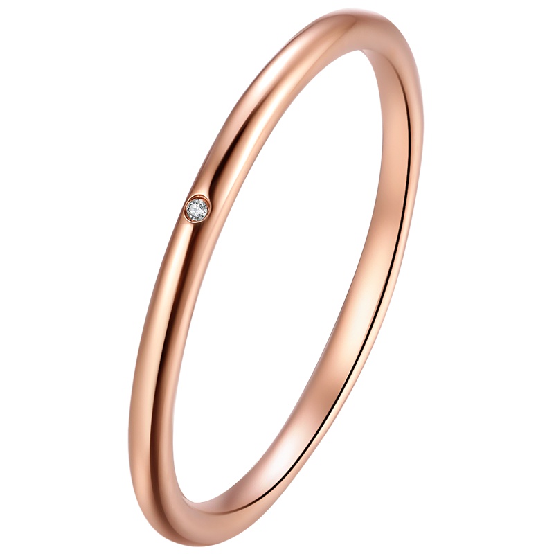 周六福玫瑰18K金简约单钻戒指325