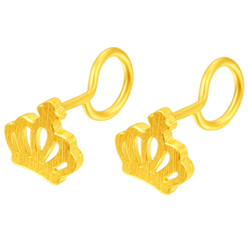 金一 足金精品皇冠耳饰女士黄金耳钉送朋友送女友 （计价） ABF006