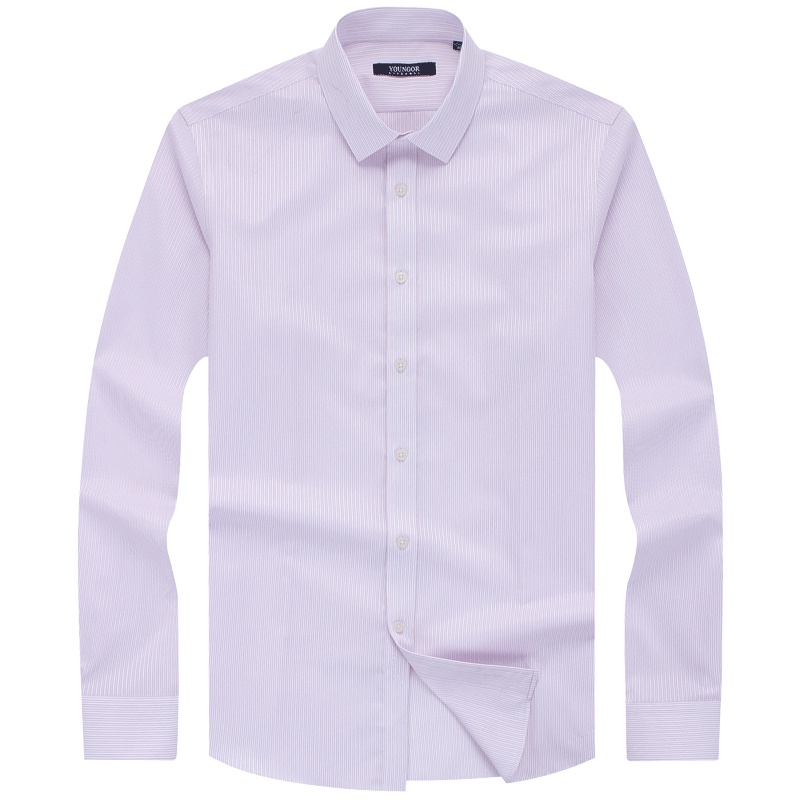 Youngor/雅戈尔秋冬新品男士商务正装纯棉粉红修身长袖衬衫928OFY