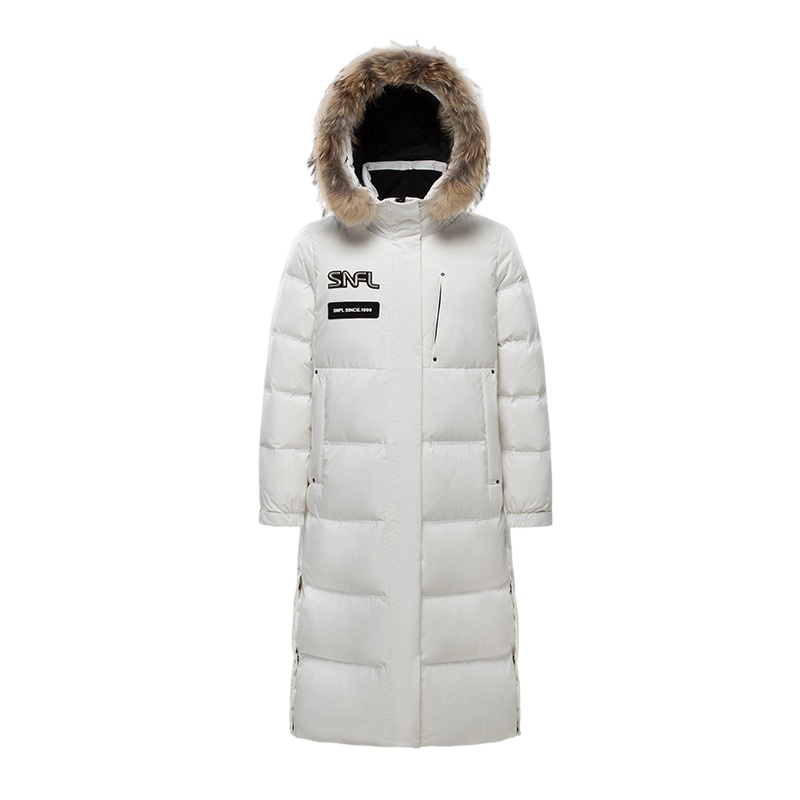 雪中飞女士长款鹅绒大毛领羽绒服X10140908E