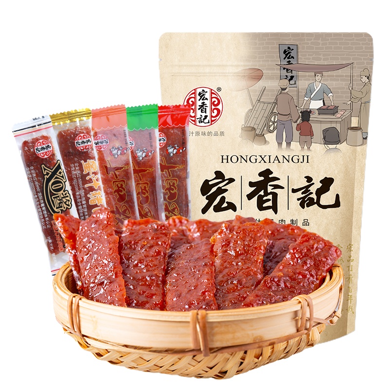 宏香记 蜜汁味枕式长条猪肉干200g*2袋 蜜汁味果汁味麻辣味多种口味肉脯休闲零食福建小吃