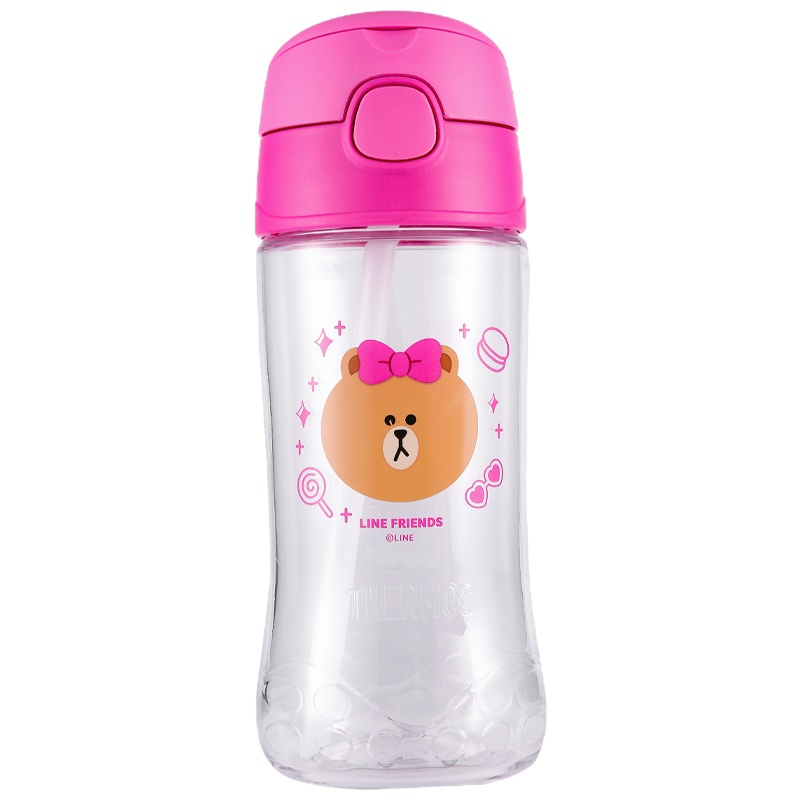 膳魔师(Thermos)F4011T儿童学生可爱布朗熊系列卡通吸管杯塑料杯牛奶杯Tritan膳魔師450ML 外出/家用
